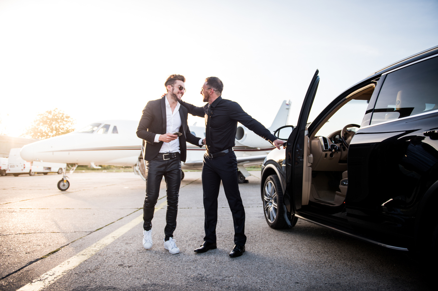 Men meeting at the airport